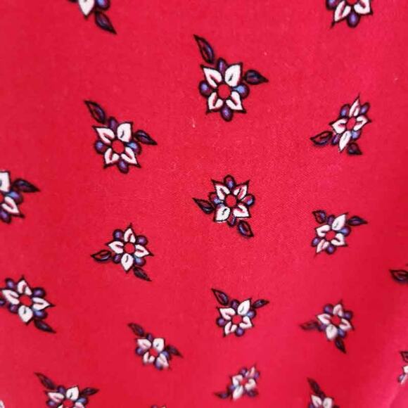 Forever 21 Peasant Blouse Front Tie Floral Red Blue Short Sleeve Summer Top Boho - Picture 5 of 10